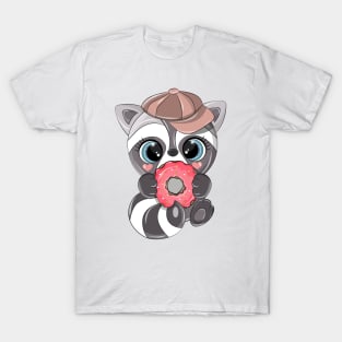 Trash panda with cute donut T-Shirt